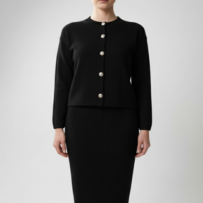 Kadın Hırka Elbise İkili Takım - Siyah