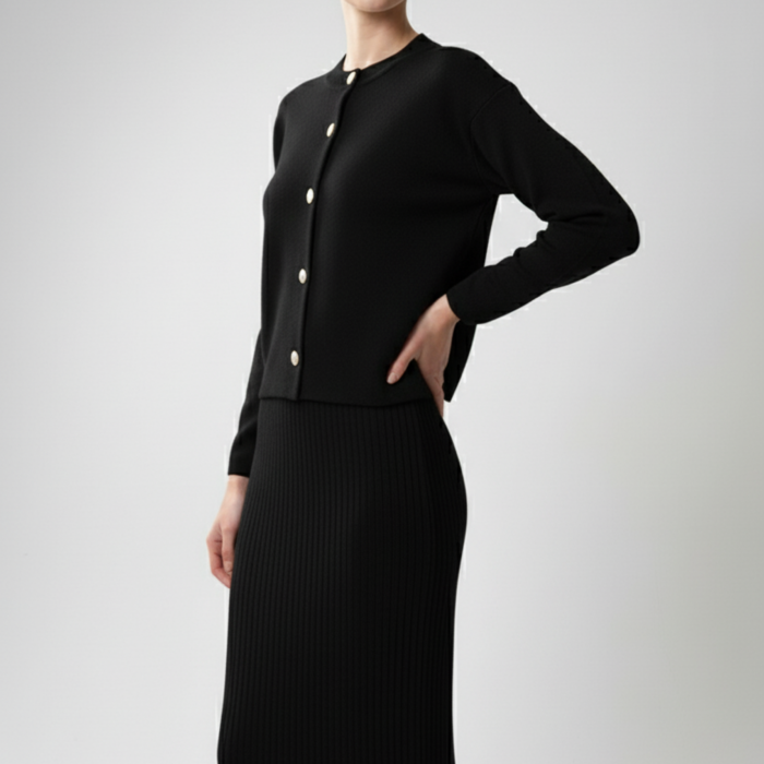 Kadın Hırka Elbise İkili Takım - Siyah