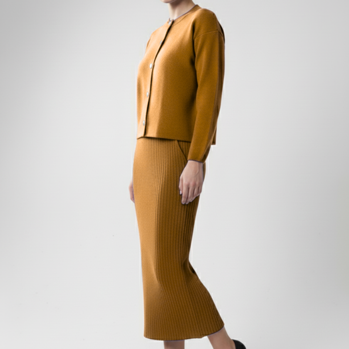 Kadın Hırka Elbise İkili Takım - Kahverengi