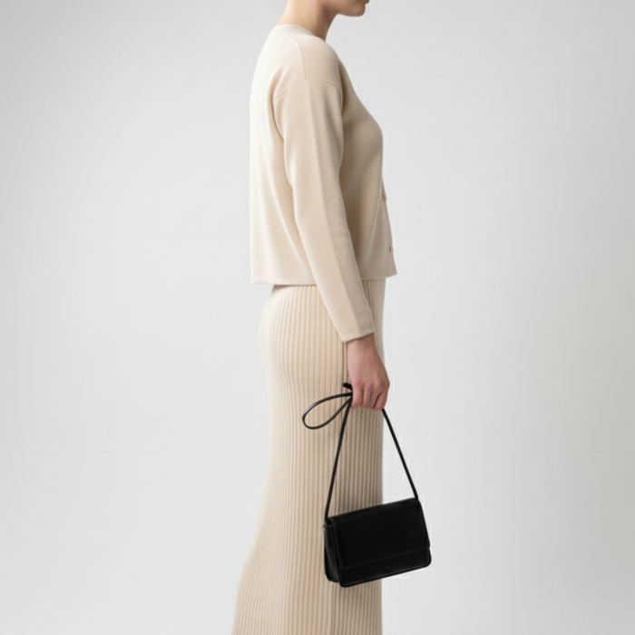 Kadın Hırka Elbise İkili Takım - Krem