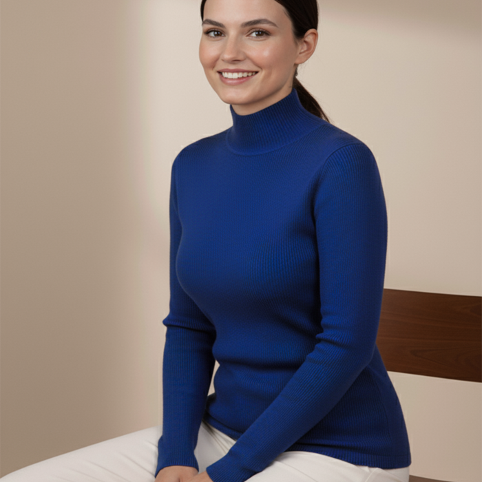 Kadın Mavi Balıkçı Yaka Bluz