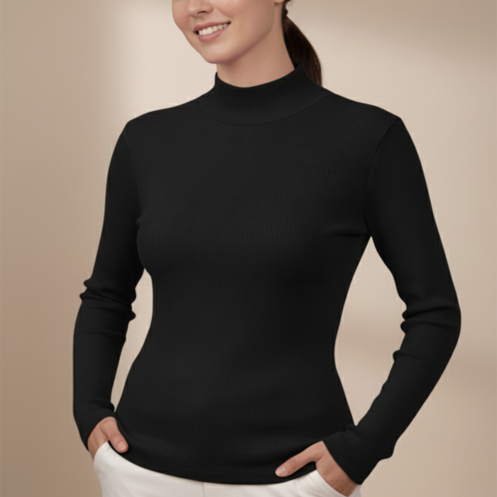 Kadın Siyah Balıkçı Yaka Bluz