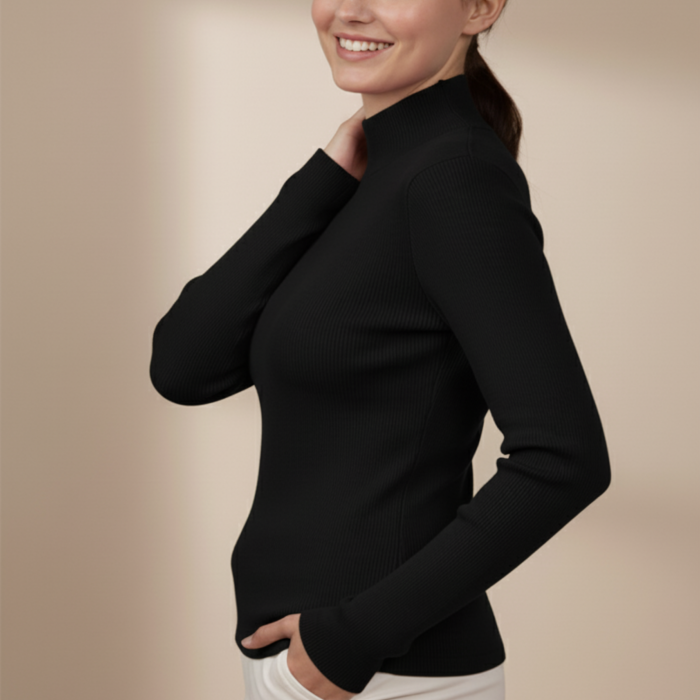 Kadın Siyah Balıkçı Yaka Bluz