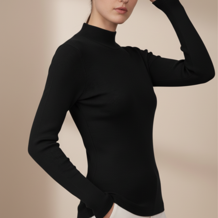 Kadın Siyah Balıkçı Yaka Bluz