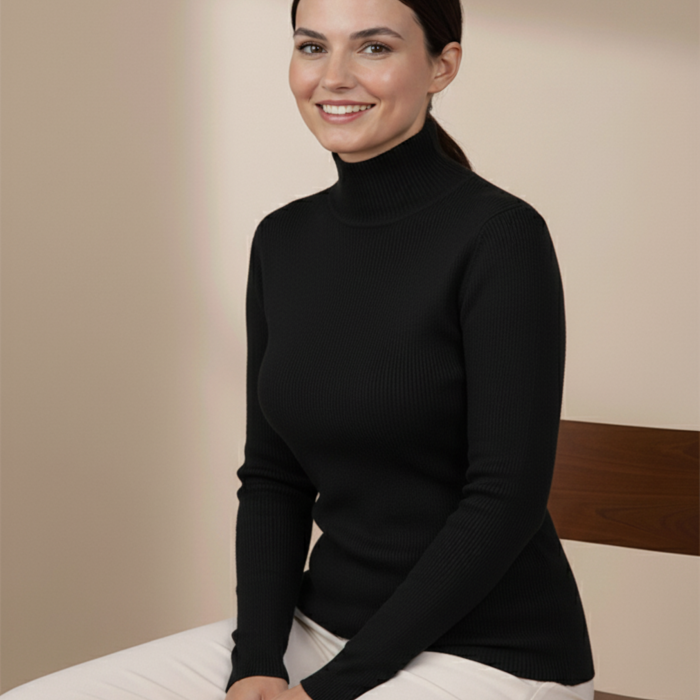 Kadın Siyah Balıkçı Yaka Bluz