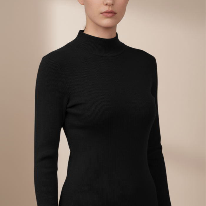 Kadın Siyah Balıkçı Yaka Bluz