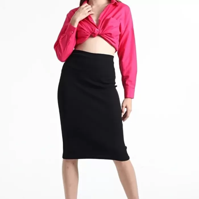 Kadın Siyah Kaşkorse Kalem Etek