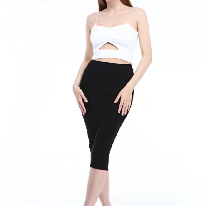 Kadın Siyah Kaşkorse Kalem Etek