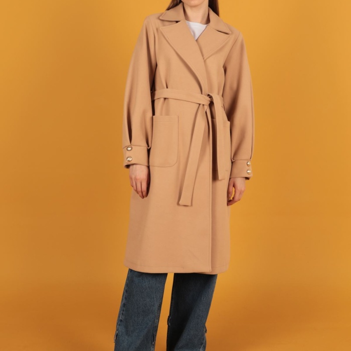 Örme Kaşe Kadın Kaban-Somon