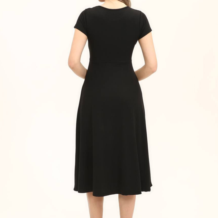 Kadın Renkli Belden Oturma Eteği Yırtmaçlı Salaş Elbise