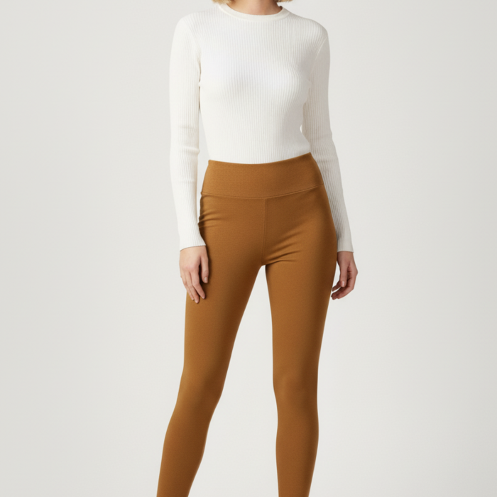 Kadın Kadife Turuncu Tayt