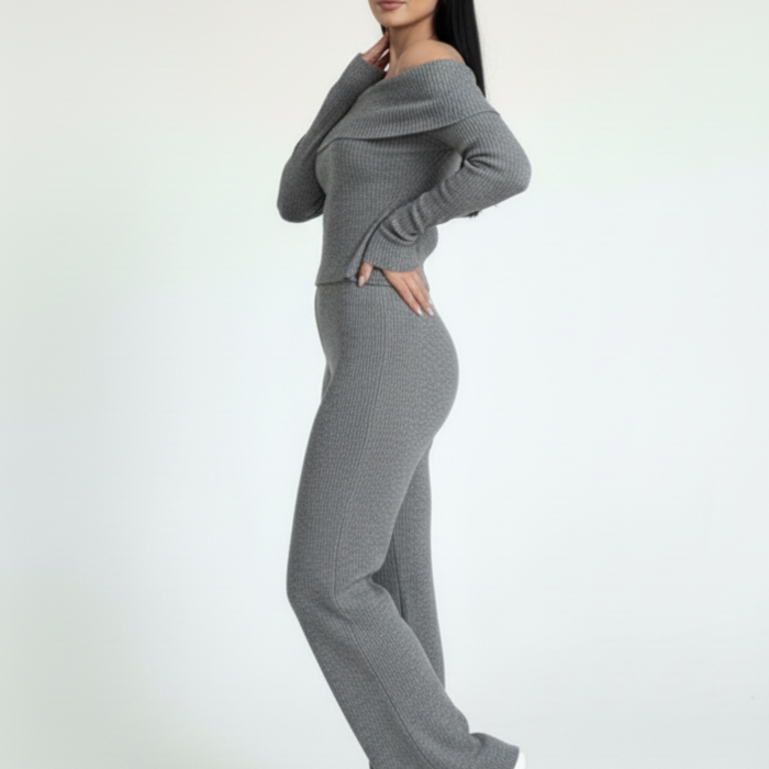 Kadın Madonna Yaka Gri Alt Üst Takım