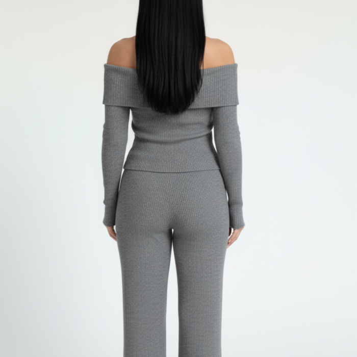 Kadın Madonna Yaka Gri Alt Üst Takım