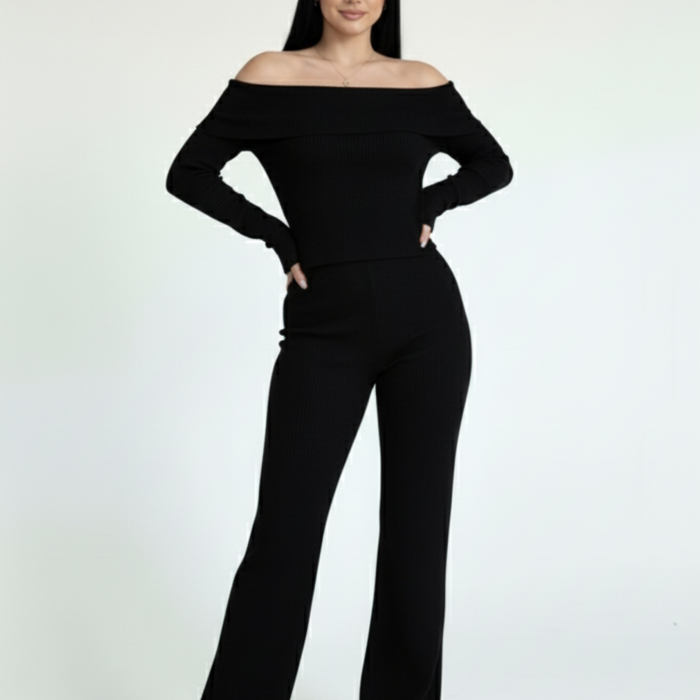 Kadın Madonna Yaka Siyah Alt Üst Takım