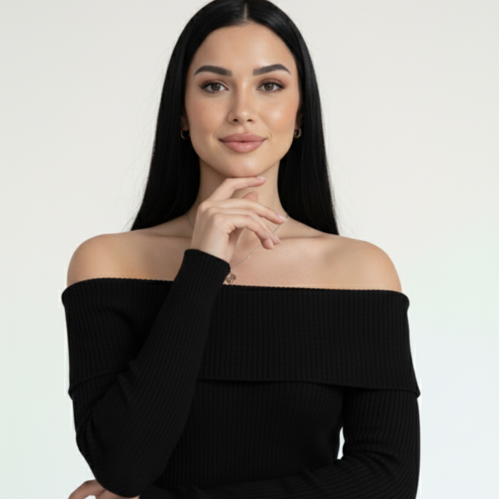 Kadın Madonna Yaka Siyah Alt Üst Takım