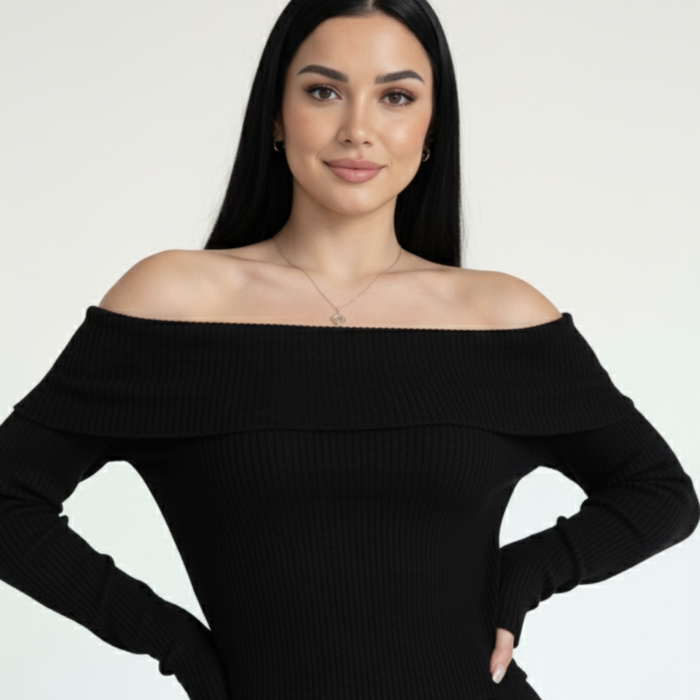 Kadın Madonna Yaka Siyah Alt Üst Takım