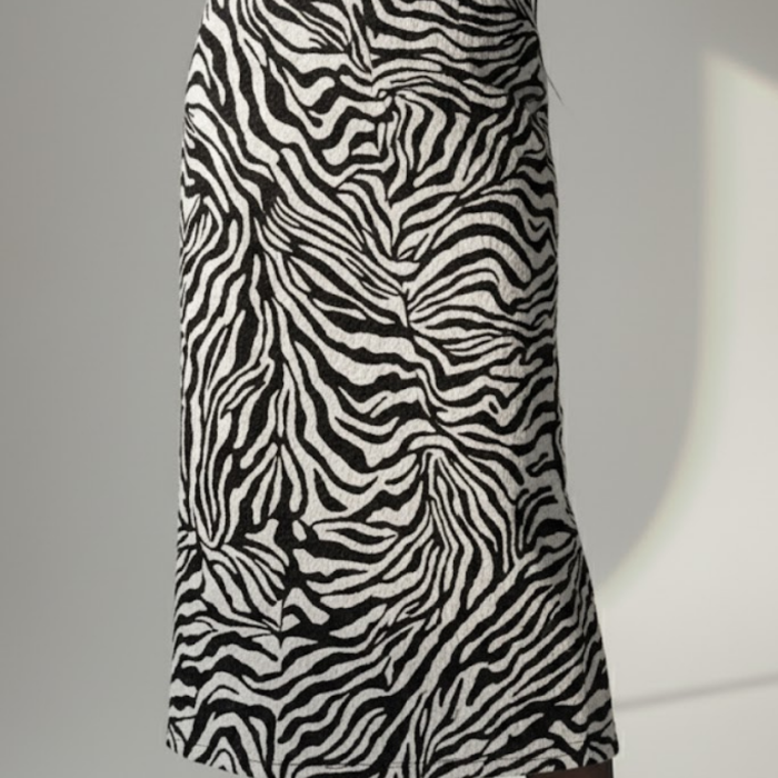 Kadın Zebra Desen Midi Boy Etek
