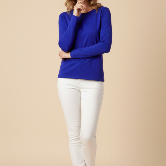 Kadın Viskon Bisiklet Yaka Koyu Mavi Bluz