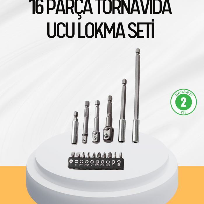 KESGİN MARKET®Ergonomik 16 Parça Bits Tornavida Uç ve Adaptör Seti