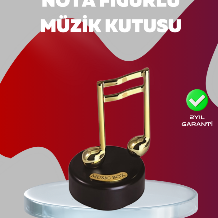 KESGİN MARKET®Altın Nota Figürlü Dönen Müzik Kutusu Dekoratif Music Box