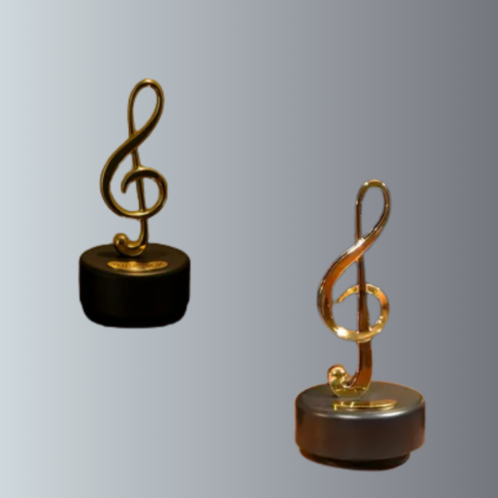 KESGİN MARKET®Sol Anahtarı Figürlü Dönen Müzik Kutusu Altın Renk Dekoratif