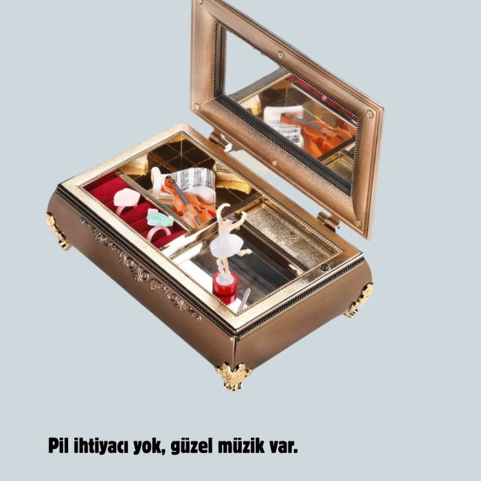 KESGİN MARKET®Piyano Tasarım Müzik Kutusu Balerin Figürü ve Takı Bölmeli