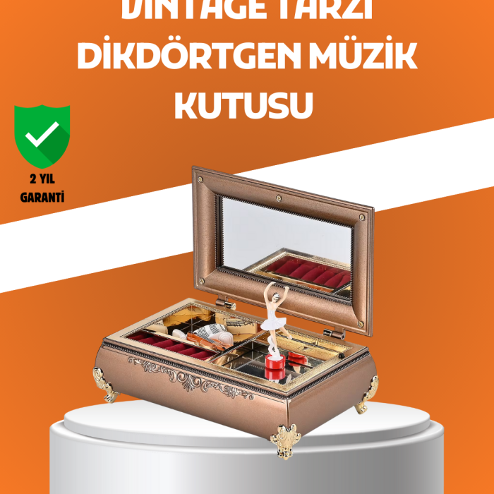 KESGİN MARKET®Müzikli Balerin Figürlü Takı Kutusu Piyano Desenli Dekoratif