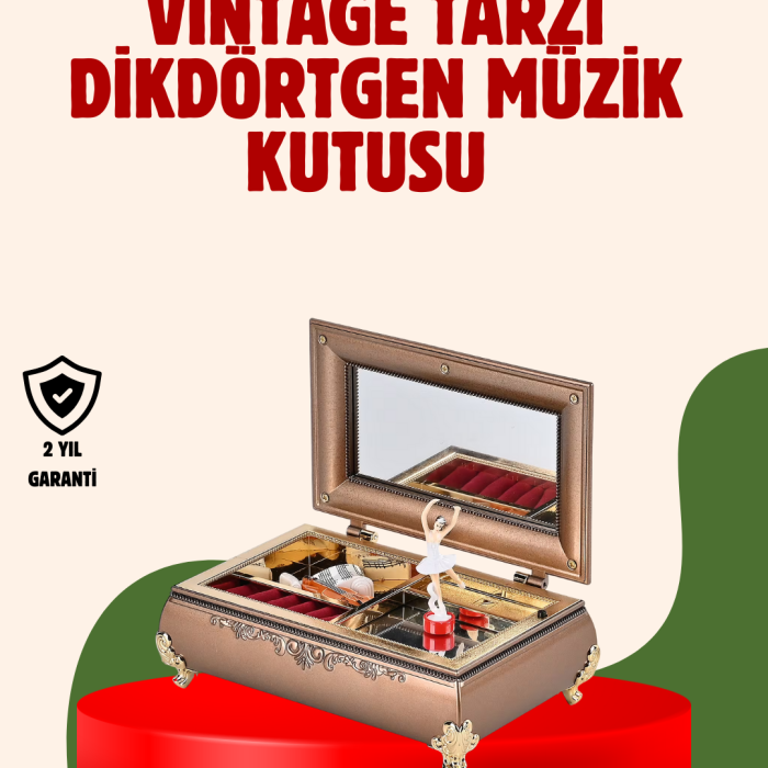 KESGİN MARKET®Piyano Şeklinde Balerinli Müzik Kutusu Takı Bölmeli Şık Model