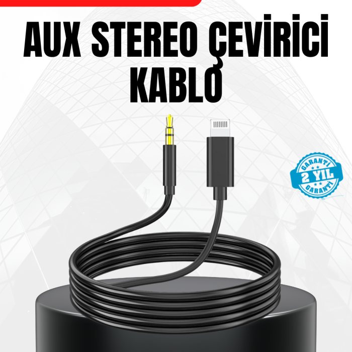 KESGİN MARKET®1 Metre Lightning to Aux Çevirici Kablo Stereo Ses Yüksek Kalite