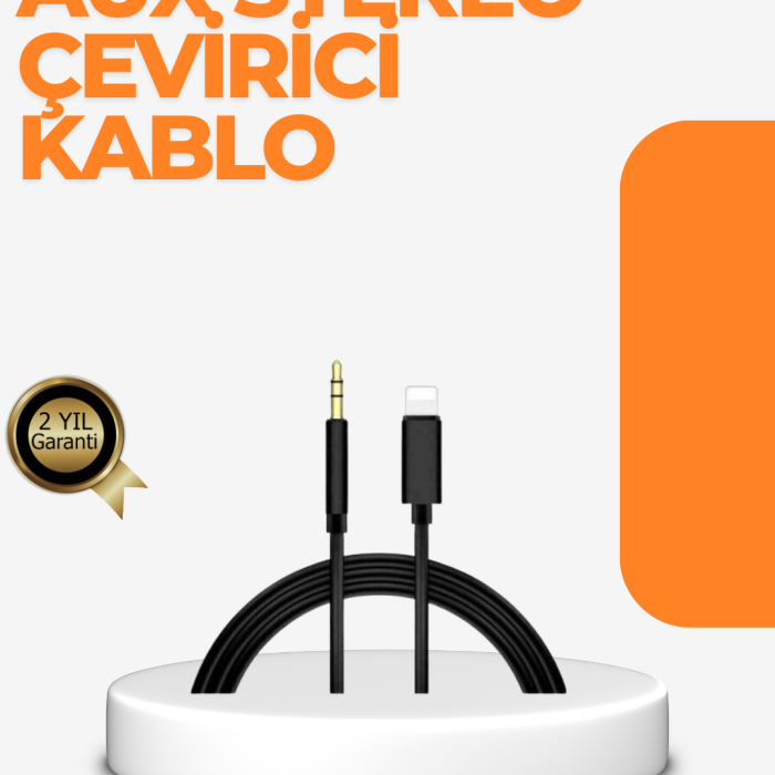 KESGİN MARKET®Lightning Girişli Cihazlar İçin 3.5mm Aux Ses Kablo Dönüştürücü 1M