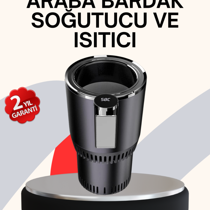 KESGİN MARKET®Araba Bardaklığı Isıtma Soğutma Ayarlı Çakmak Girişli Akıllı Model