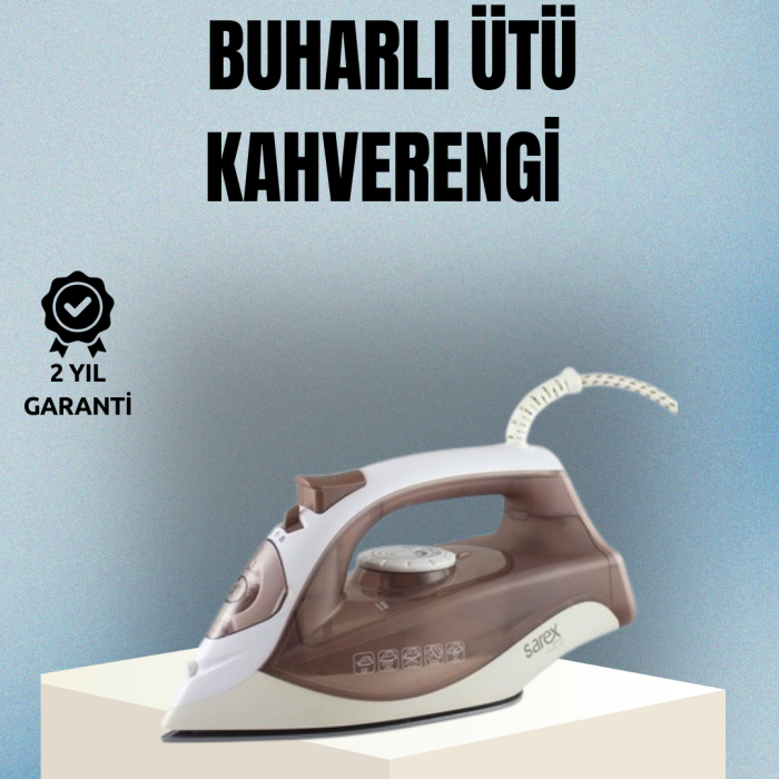 KESGİN MARKET®2200 Watt Buharlı Ütü Kahverengi Seramik Taban Şok Buharlı