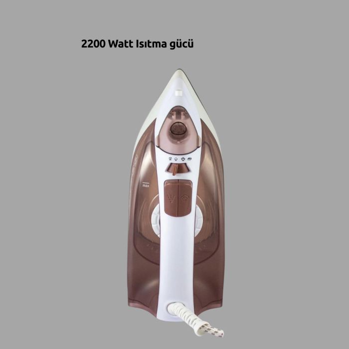KESGİN MARKET®Buharlı Ütü 2200W Seramik Taban 300 ml Kahverengi Dikey Ütüleme