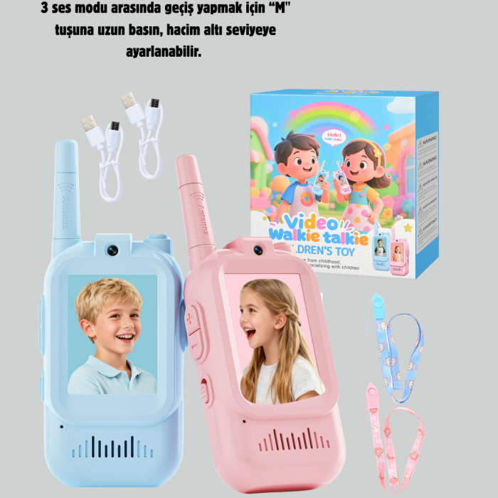 3–12 Yaş Çocuklara Uygun Görüntülü Walkie Talkie Seti