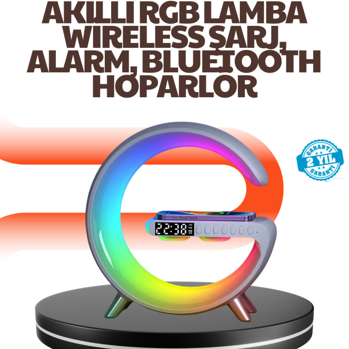 15W Hızlı Kablosuz Şarj Destekli Çok Fonksiyonlu Akıllı Masa Lambası