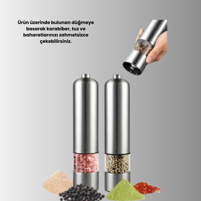 Işıklı Pilli Baharat Değirmeni Taze ve Pratik Öğütme