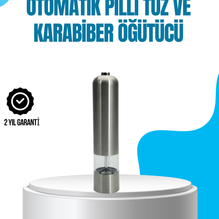 Pilli Otomatik Baharat Değirmeni Tek Tuşla Kolay Kullanım