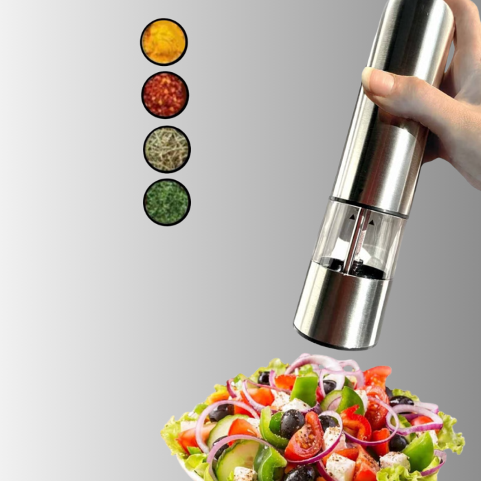 Pilli Otomatik Baharat Değirmeni Tek Tuşla Kolay Kullanım