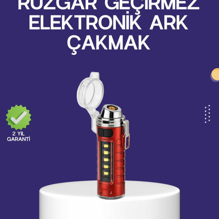 USB Şarjlı Rüzgar Geçirmez Elektrikli Çakmak El Fenerli