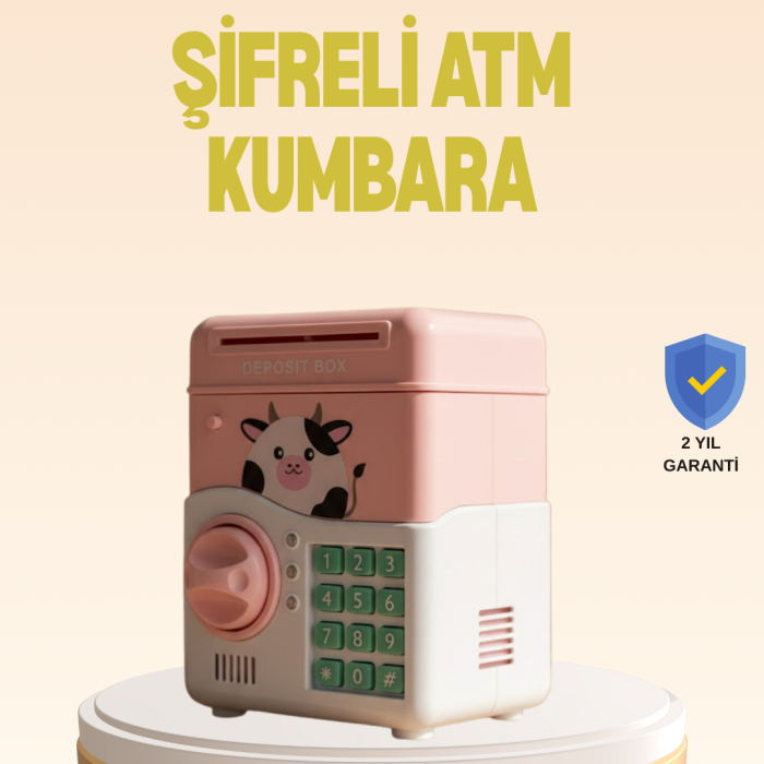 Çocuklar İçin Pembe ATM Görünümlü Elektronik Kumbara