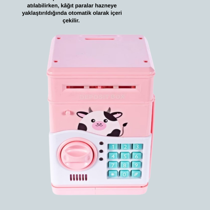 Pembe Şifreli Eğitici ATM Kasa Çocuk Kumbarası