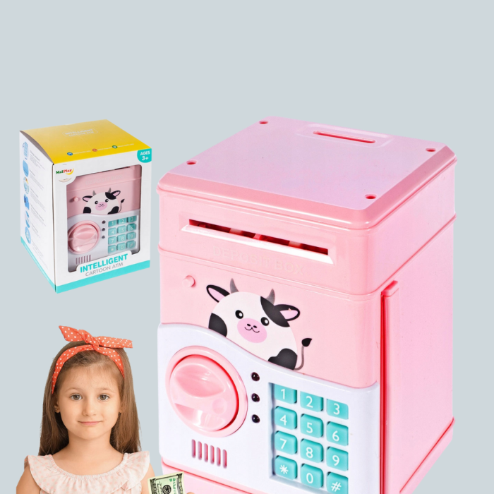 Pembe Şifreli Eğitici ATM Kasa Çocuk Kumbarası