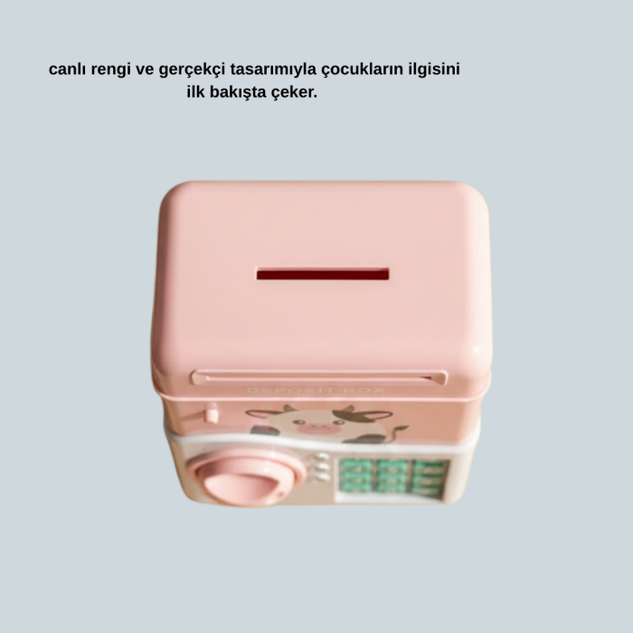 ATM Tasarımlı Pembe Işıklı Sesli Çocuk Kumbarası
