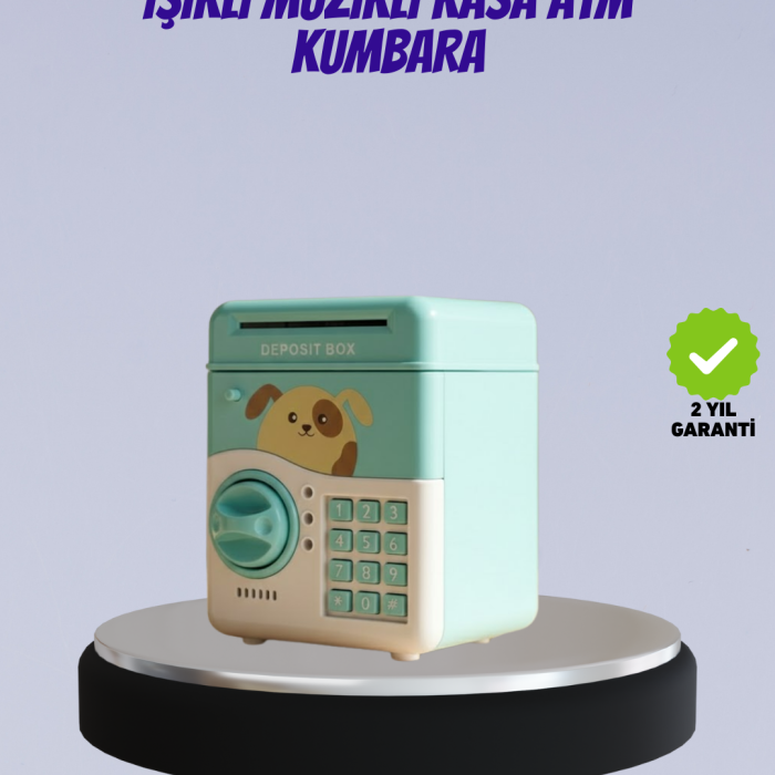 Su Yeşili Işıklı Sesli Elektronik Şifreli Çocuk Kumbarası