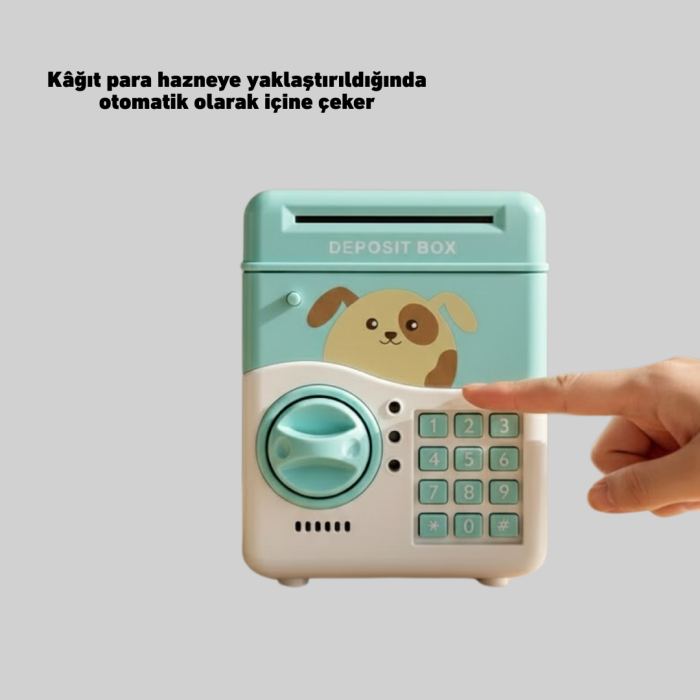 ATM Görünümlü Su Yeşili Otomatik Para Çeken Şifreli Kumbara