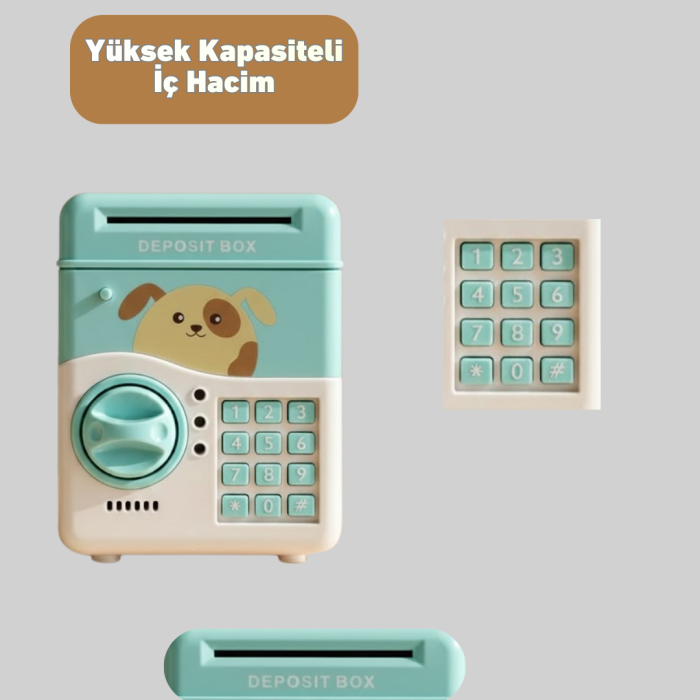 Su Yeşili Elektronik Şifreli ATM Tasarımlı Para Biriktirme Kumbarası