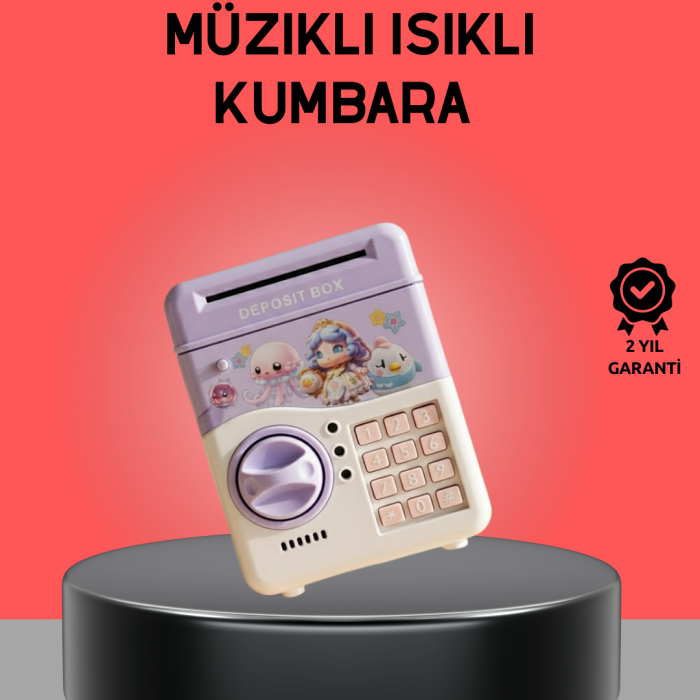 Çocuklar İçin Elektronik Şifreli Para Biriktirme Kumbarası Mor