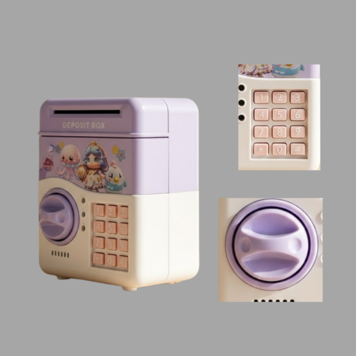Elektronik Şifreli ATM Görünümlü Çocuk Kumbarası Mor