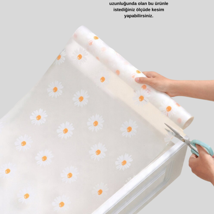 10 Metre Papatya Desenli Dolap İçi Kaymaz Koruyucu Mat