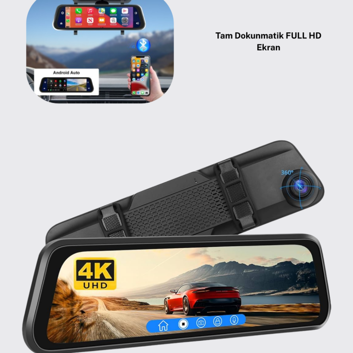 1080P Çift Kameralı Dokunmatik Dikiz Aynası G Sensörlü